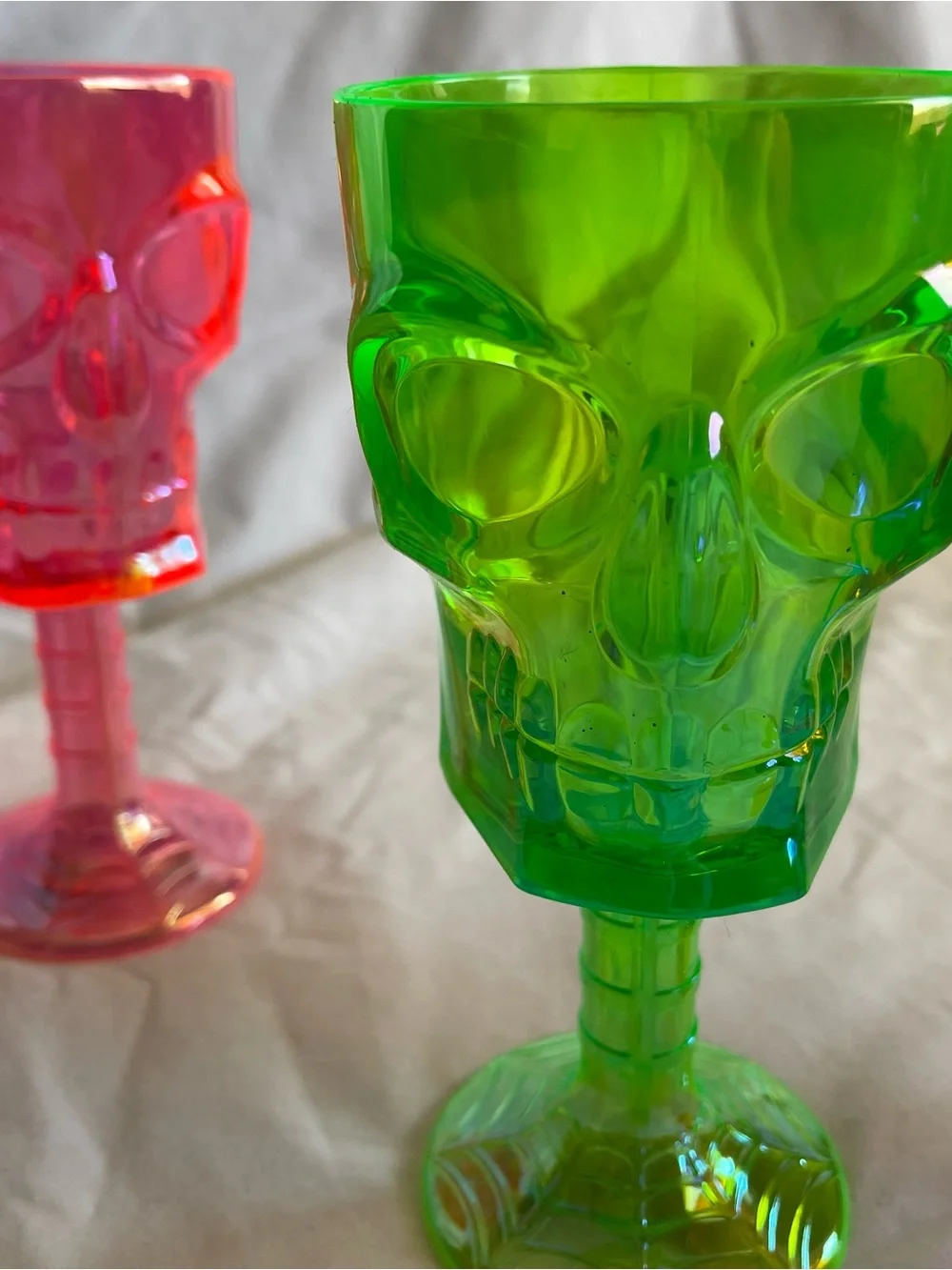 4 Rare Vintage Skeleton Skull Plastic Goblet Cup  Halloween Decoration Chalice